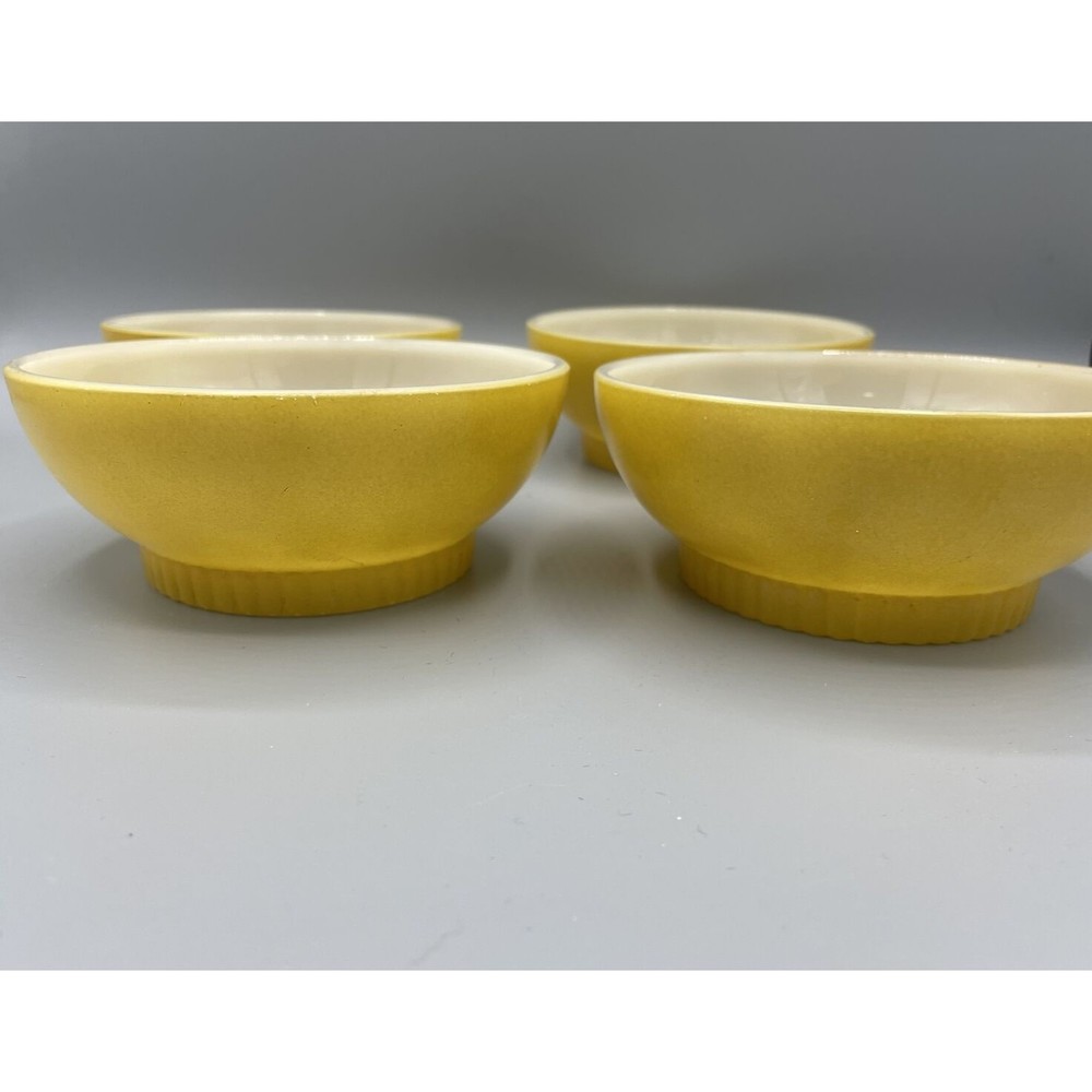 Set of 4 Vintage Fire King Milk Glass Mustard Bowls Cereal or Soup Size